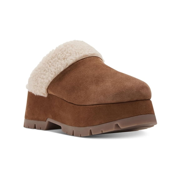 Steve Madden Womens Juney Faux Fur Leather Platform Sandals