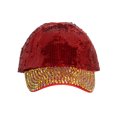 thumbnail image 2 of Casquette de Baseball Mode à Sequins pour Femmes avec Visière Pleine de Pierre - Rouge/jaune Ab, 2 of 2