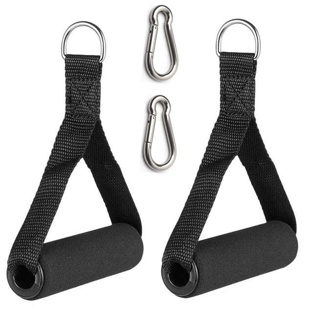 Par de mangos de ejercicio resistentes con mosquetones, accesorios de agarre para poleas de máquinas de cables, equipos de gimnasio, resistencia