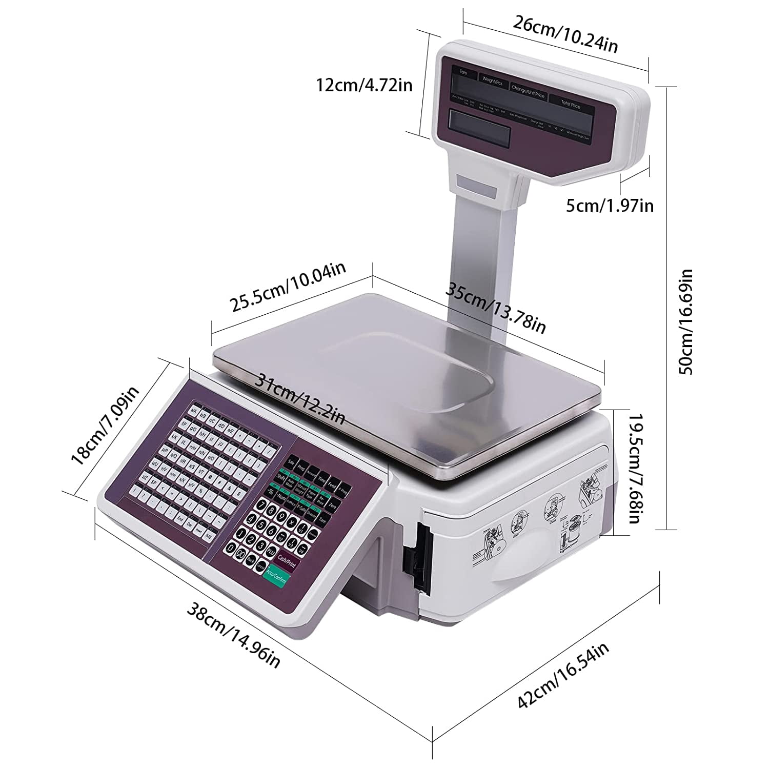 FETCOI Electronic Price Computing Scale, 66lb Multifunctional Electronic Commercial Food Meat Produce Weight Scale with LCD Screen for Weighing, Setting Prices, Making Change
