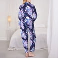 thumbnail image 3 of Pajama Sets for Women 2 Pcs, blue starry sky Skull flower Button Down Long Sleeve Sleepwear Lounge PJ Sets, 3 of 6