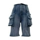 thumbnail image 4 of WILLBEST Jeans Mujer Pantalones Cortos Cargo de Mezclilla Informales para Mujer, Tiro Medio, Pierna Recta, Elásticos, Cómodos, para Verano y Otoño, Atuendos Cotidianos. Extra Grande, 4 of 5