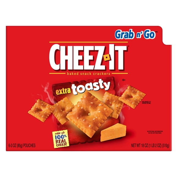 Cheez-It Extra Toasty Crackers – 6 Packs, 3 oz Each – Baked Snack Crackers