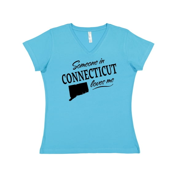 Inktastic Someone in Connecticut Loves Me Women's V-Neck T-Shirt