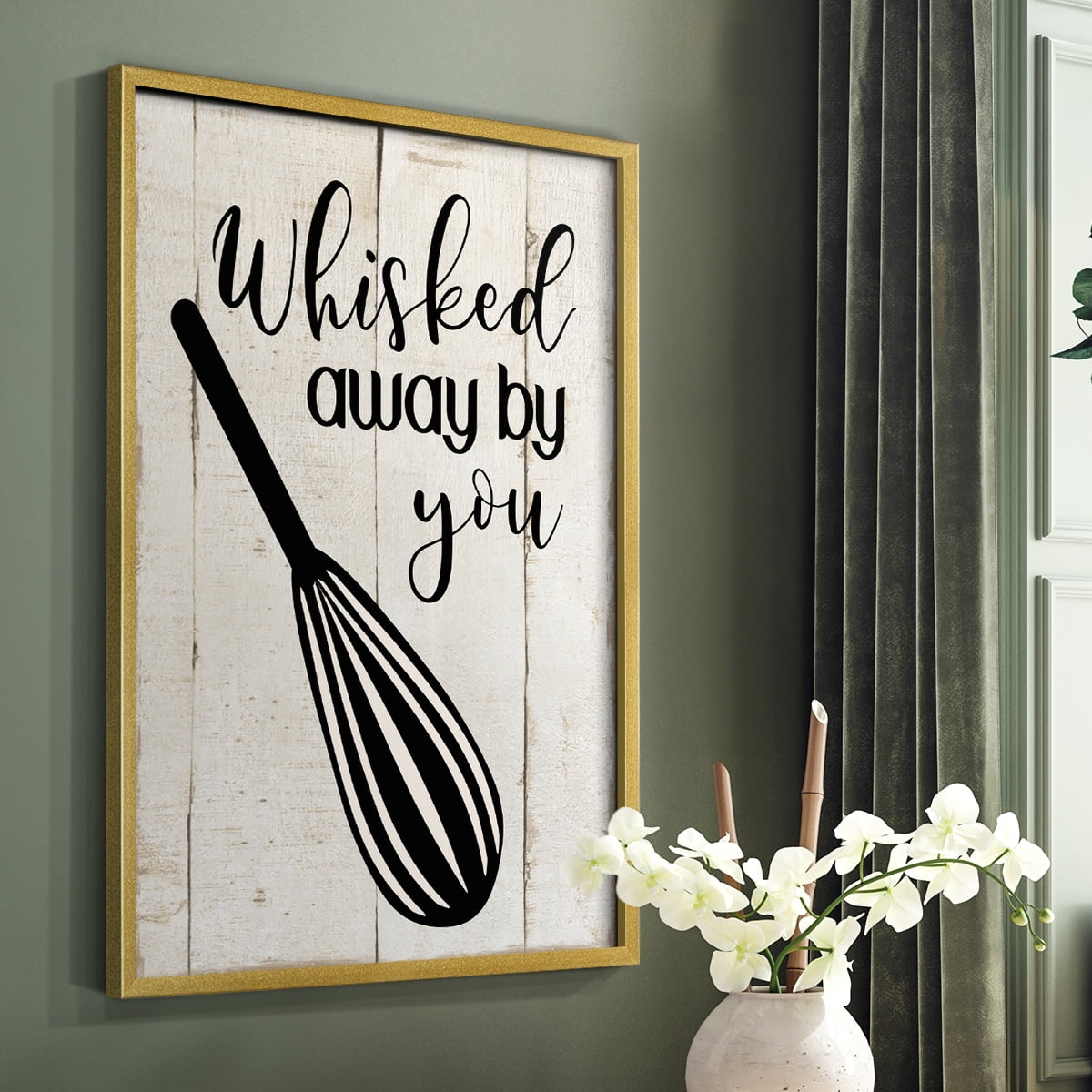 Whisked Away Framed Print in Gold Solid Wood 16 x 20 Framed Print