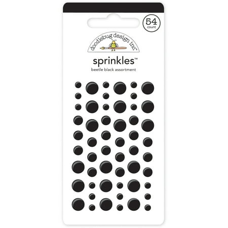 UPC: 0842715040151 | Doodlebug Sprinkles Adhesive Glossy Enamel Dots-Beetle Black 54/Pkg