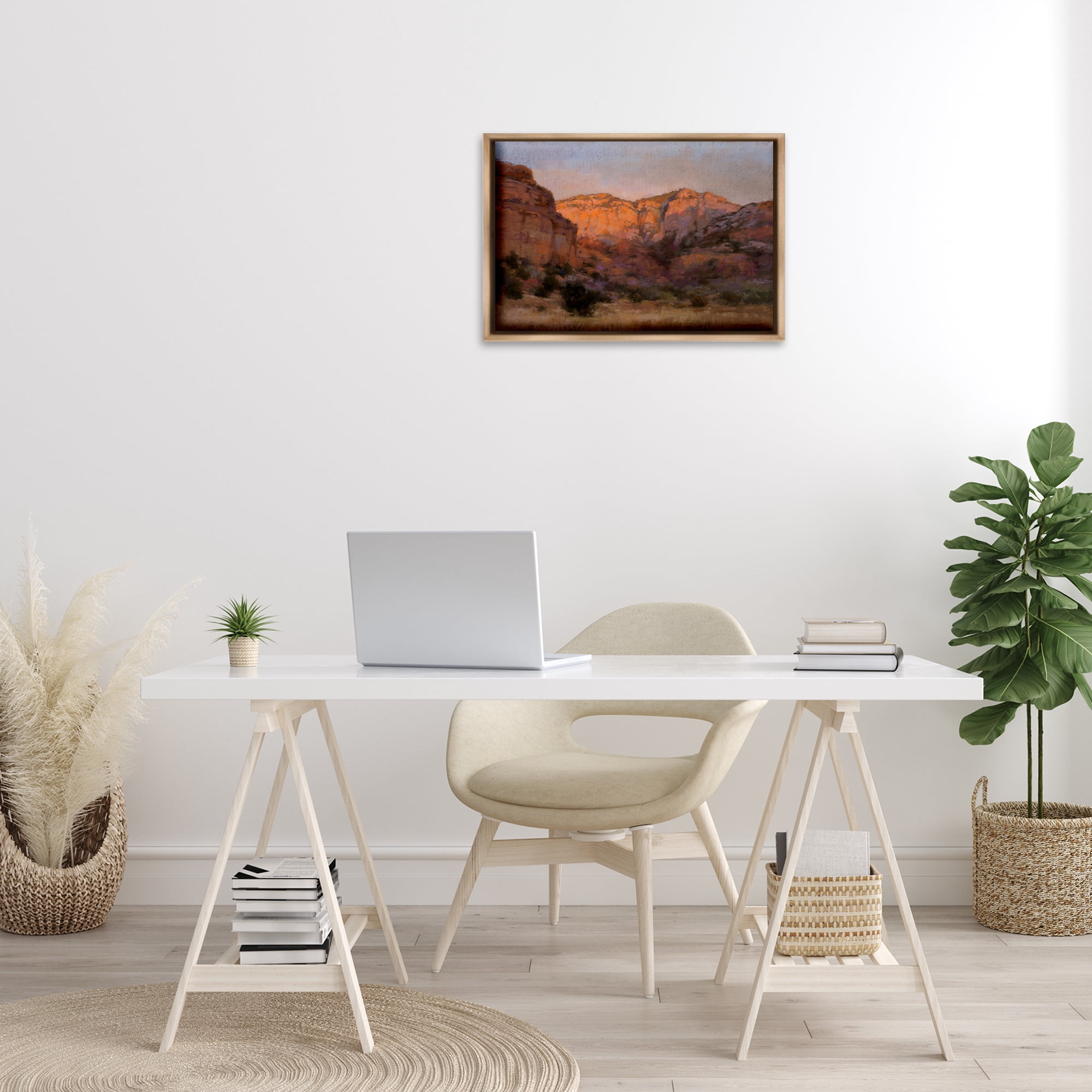 Stupell Industries Canyon Cliffs Landscape Landscape & Nature Painting Brown Floater Framed Canvas Art Print Wall Art, 25 x 17