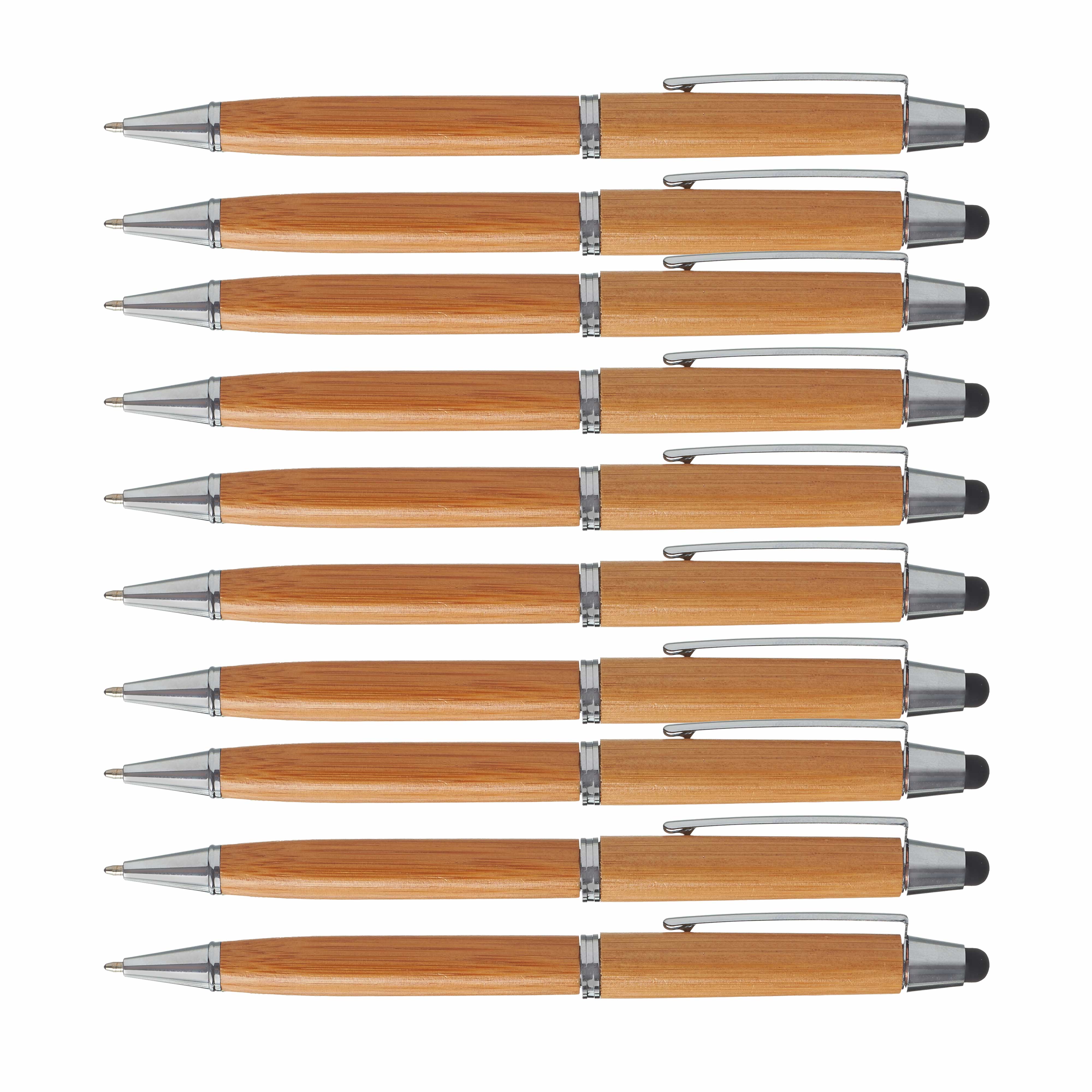 10 Montrose Bamboo Stylus Pens Pack Plastic, Twist Action, Black Ink
