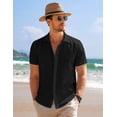 thumbnail image 4 of COOFANDY Men Short Sleeve Button Down Big and Tall Summer Beach Shirt Untucked Textured Wedding Trendy Lightweight Shirt, 4 of 7