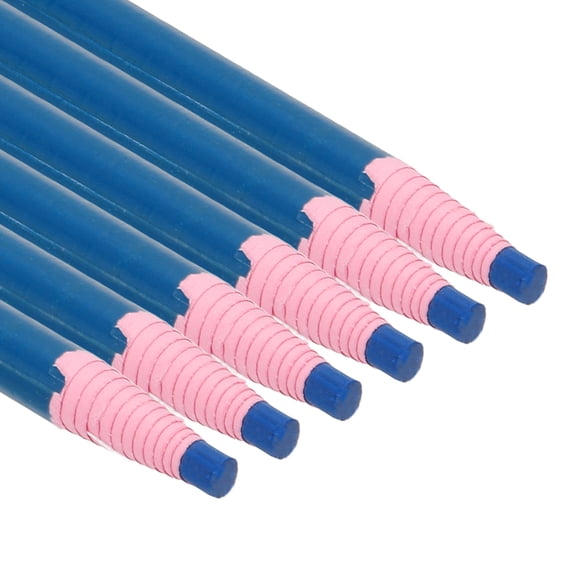 Uxcell Peel-Off China Markers, 6 Pack Grease Wax Pencils Wood for Glass Garments Drawing Film Paper Vinyl Metal, Blue