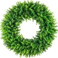 thumbnail image 4 of Artificial Boxwood Wreath 13.7/17.7 Inch, UV Resistant Greenery Wreath for Front Door, Indoor/Outdoor Farmhouse Decor, All-Season Faux Round Wreath for Home Wall, Window, Wedding, Party, 4 of 12
