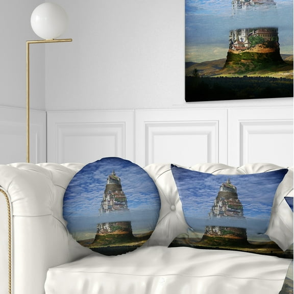 Designart Gigantic Castle Collage - Landscape Printed Throw Pillow - 12x20
