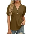 thumbnail image 2 of Xixinqiwan Today Women Summer TopsWomen's V Neck Summer Tops Short Cap Sleeve Casual Henley Shirt Cute Loose Fit Button T Shirts, 2 of 7
