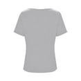 thumbnail image 6 of Women's Asymmetrical Short Sleeve Cowl Neck Blouses Summer Ruched Loose Fit Y2K Casual Beach Going Out Tops Light Gray L, 6 of 6