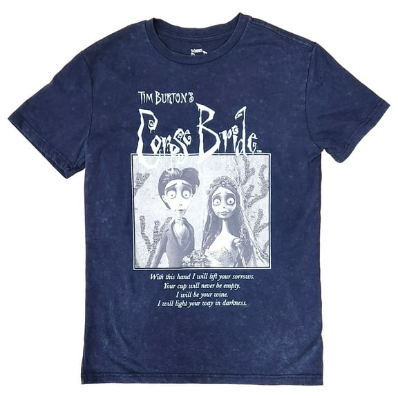 Womens Blue Acid Wash Halloween Corpse Bride T-Shirt Tee Small