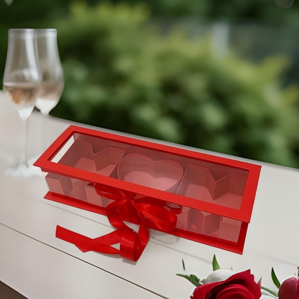Caja de flores vacía para mamá, caja de jabón de flores, arreglo floral para el día de la madre, caja de regalo rellenable de moda para decoraciones Rojo