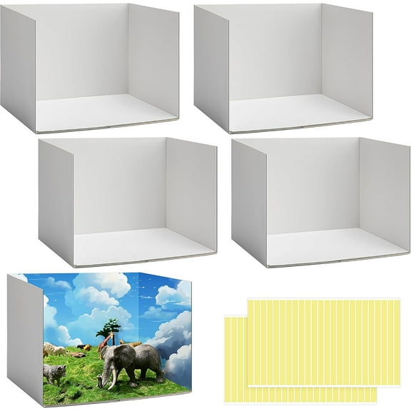 EBAOKUUP 4 Pcs Cardboard Diorama Kit, Diorama Box for Display, Diorama Project Supplies Display Case with Double Sided Tapes for DIY Crafts Toys, 11.8 x 8.7 x 8.3 Inch