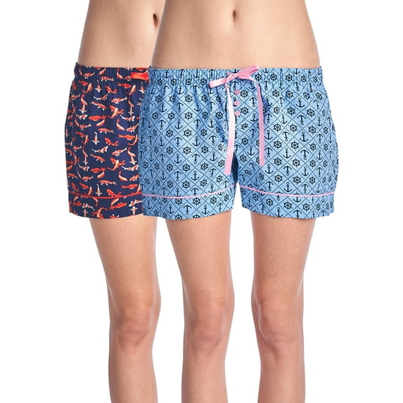 Casual Nights Women's 2 Pack Cotton Woven Lounge Boxer Shorts