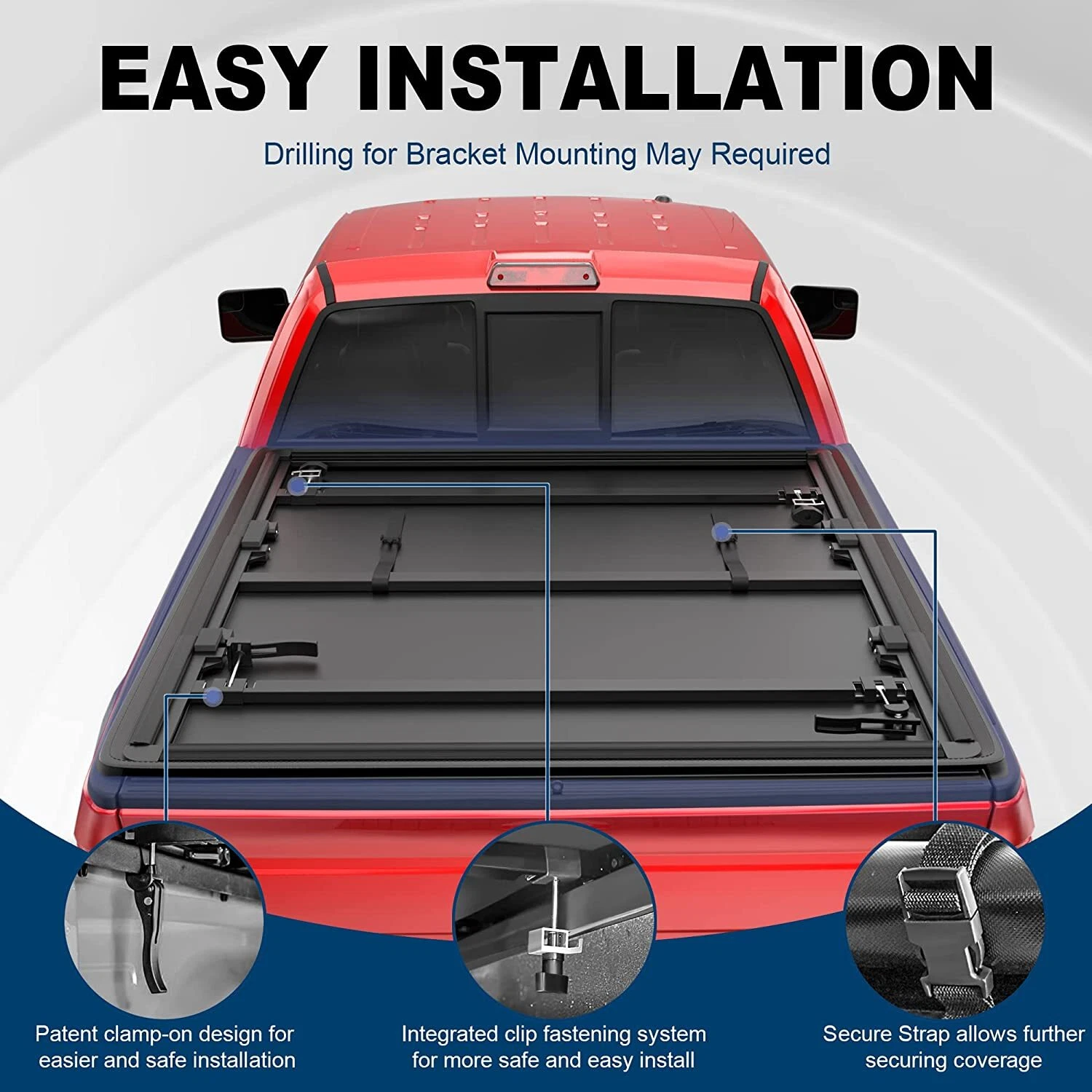 MOSTPLUS 3-Fold 5FT Soft Tonneau Cover for 2018-2026 Honda Ridgeline Truck Bed Cover