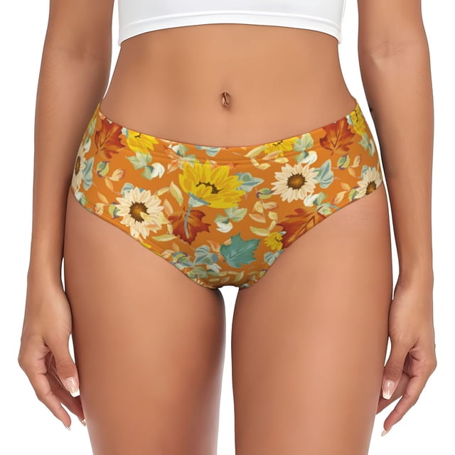 Balery Daisy maple fall Ropa Interior de Algodón para Mujer con Dibujo – Braguitas Cómodas y Elásticas, Estilo Clásico-4X-Large