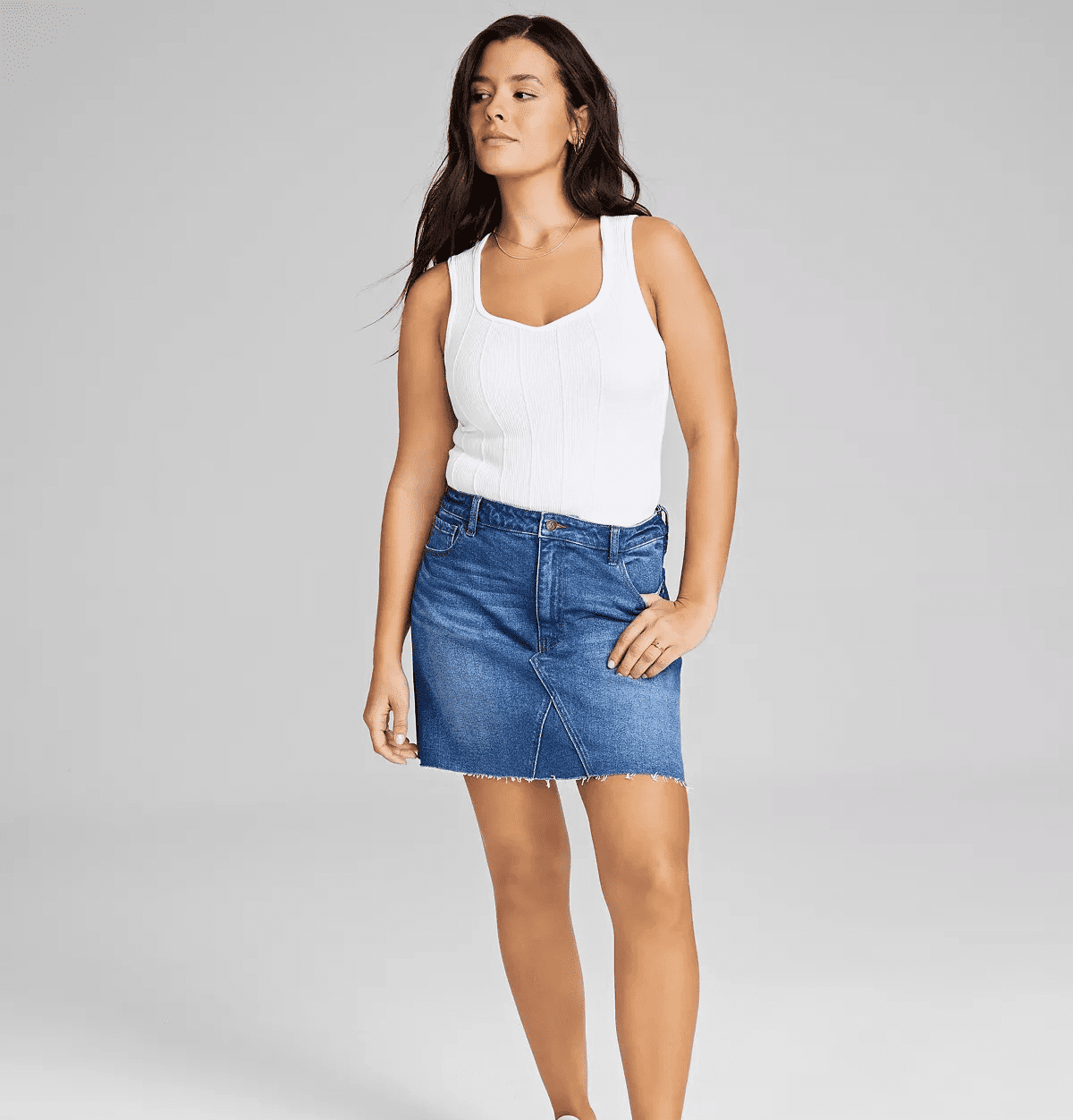 【Anyone more】Nuts Washing Denim Mini Skirt And Now This MEDIUM WASH Women's Denim Mini Skirt, US 30