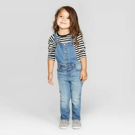 

Toddler Girls Denim Overalls - Cat & Jack Dark Blue 5T