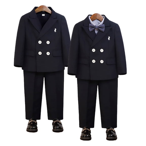 LYMAYTER Boys Suit Jacket Formal Wedding Party Outfit, Toddler Birthday Proms Dinner Blazers 1Y-15Y