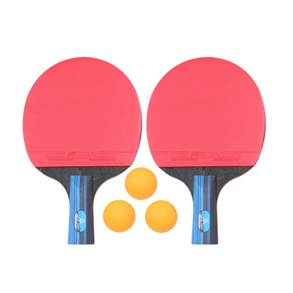 EeaseCA 2 Pcs Ensemble de Raquettes de Tennis de Table en Caoutchouc avec Stylo d'Entraînement, Poignée Courte, Planche de Ping-pong, Kit de Pagaie, Outils de Sport avec 3 Balles de Ping-pong (Couleur de Balle Aléatoire)