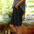thumbnail image 2 of Women's Linen Shorts Pants Elastic Waist Drawstring Below Knee Shorts Comfort Lounge Lace Side Short Daily Wear, 2 of 8