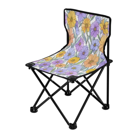 Outdoor Folding Chair 14.46x14.46x22.83 Inches, Camping Folding Chair Easy to Carry Ideal for Outdoor Picnics Camping Park Fishing Pale Purple Flowers