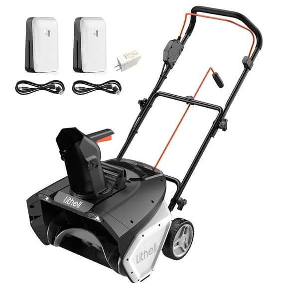 Litheli 2X20V Cordless Snow Blower, 20-inch Snow Thrower with 4.0Ah Battery, Electric Snow Blowers with LED Spotlight and Brushless Motor for Walkways and Driveways, Single-Stage, with charger