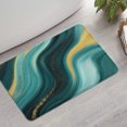 thumbnail image 2 of Teal Gold Marble Wave Pattern Bathroom Rugs Mat,Non Slip Microfiber Bathroom Rug,Rubber Backing,Soft Bathroom Mats for Bathroom Floor,Tub and Shower,17x27in(43x68cm), 2 of 5