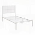 thumbnail image 2 of Twin Size Metal Platform Bed with White Finish and Faux Cane Panel Headboard for Bedroom, 2 of 9