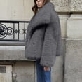 thumbnail image 5 of XPMWRP Women's Faux Fur Cardigan Long Sleeved Coat Lapel Solid Color Casual Jacket Daily Wear Suitable for Parties Attractive Stylish Outerwear Gray XL, 5 of 8