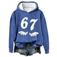 thumbnail image 2 of Pounoo Funny 67 Hands Print Graphic Hoodies for Women Casual Loose Fit Pullover Fall Winter Basic School Commute Daily Gift, 2 of 3