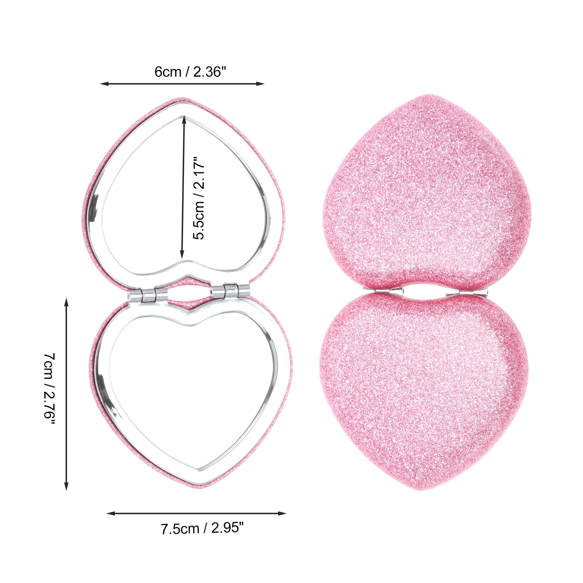 Unique Bargains Portable Heart Shaped Makeup Mirror Pink 1 Pc