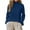 Blue, variant on Women's Chiffon Blouse - Ruffle Neck Long Sleeve Smocked Cuff Top