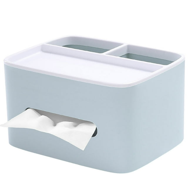 Organisateur de Bureau à Distance de Support de Tissu de Bureau de 2 Couches pour Stylo Crayon Télécommande, Bleu