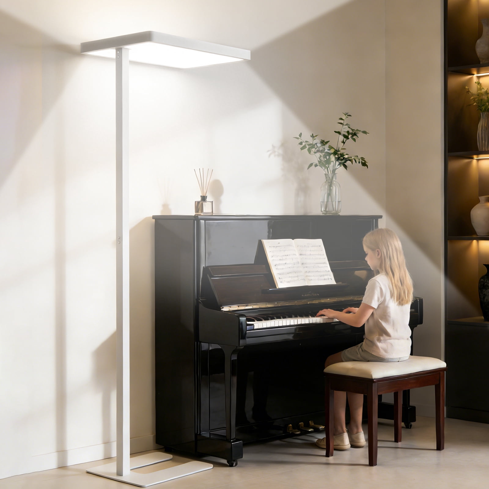 8000LM LED Floor Lamp, 100W Eye-Caring Reading Standing Light, 4000K Dimmable Natural Daylight Modern Tall Reading Lamp for Home Office, Study Room, Living Room, Bedroom, Touch Control