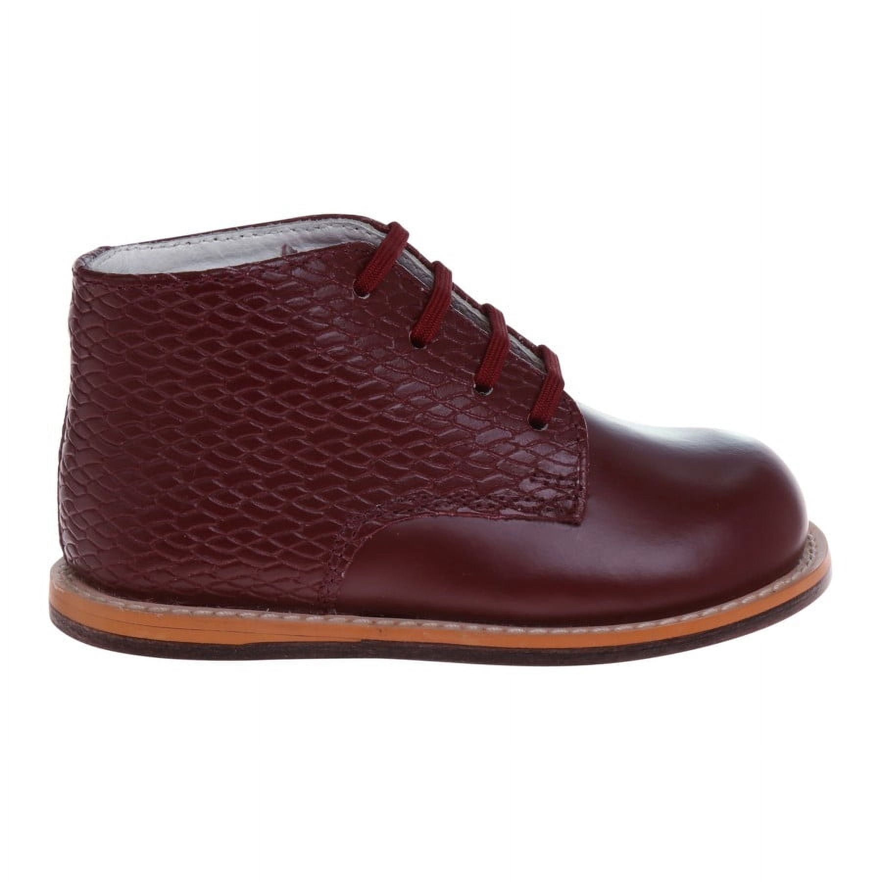 Josmo Unisex Walking Shoes First Walker Leather Woven Ostritch (Infant Toddler) Burgundy, Size: 5