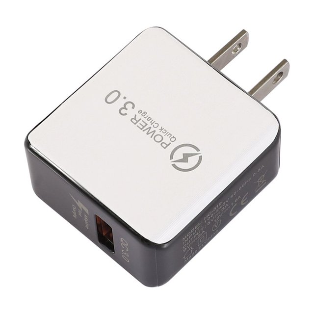 Cargador rápido de teléfono móvil de un solo puerto QC3.0 de 18 W, cabezal de carga rápida USB inteligente