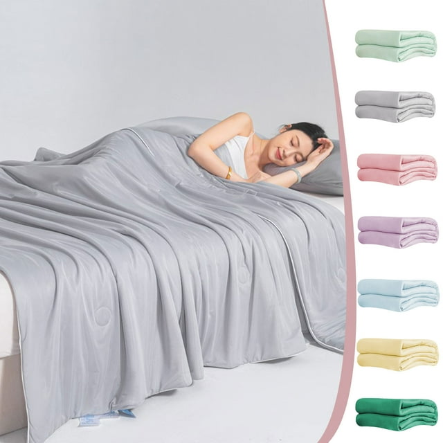 Edredón de Verano de Algodón Transpirable - 150 X 200 Cm (59 X 79 Pulgadas) Manta Refrescante para Quienes Duermen con Calor, Ligera y Lavable, Verde Menta, Verde, Gris, Rosa, Azul y Amarillo
