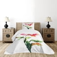 thumbnail image 4 of Ambesonne Garden Quilted Bedspread Set 2 Pcs, Flowering Poppy, Twin Size, Red Green White, 4 of 5