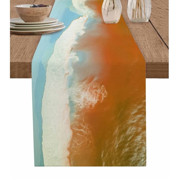 Ldtrchee Orange Coastal Table Runner 36 Inches, Summer Beach Seaside Ocean Nautical Bed Runner Dresser Scarves Tabletop for Indoor Outdoor Parties/Ceremony/Banquet, 13"x 36"