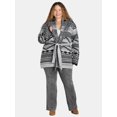 thumbnail image 5 of 99 Jane Street Women's and Women's Plus Size Shawl Collar Cardigan Sweater with Fringe, Midweight, Sizes XS-4X, 5 of 6