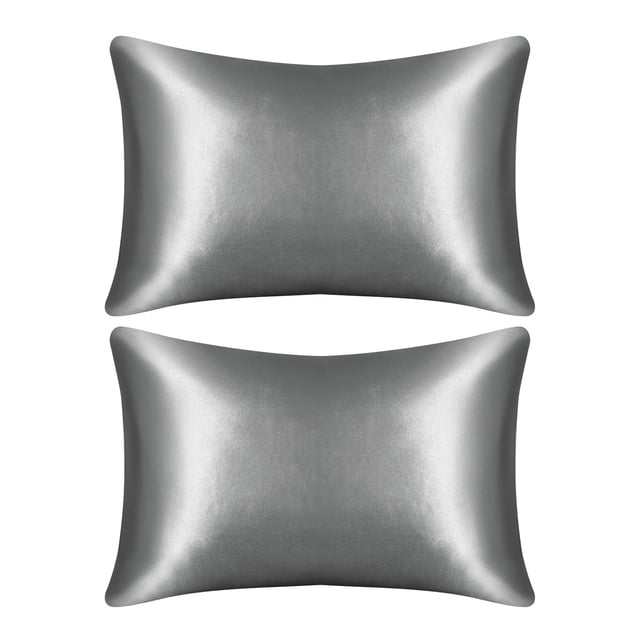 Funda de almohada de seda de color liso Funda de almohada gris Funda de almohada tipo sobre Par