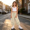 thumbnail image 2 of Ruyang Girls Jogger Pants Lightweight Loose Casual Sports Joggers Cute Letter Print Drawstring Outdoor Hiking Pants School Clothes, 2 of 6