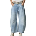 thumbnail image 3 of Women's Baggy Boyfriend Jeans Vintage Wide Leg Mid Rise Barrel Denim Ankle Pants, 3 of 11