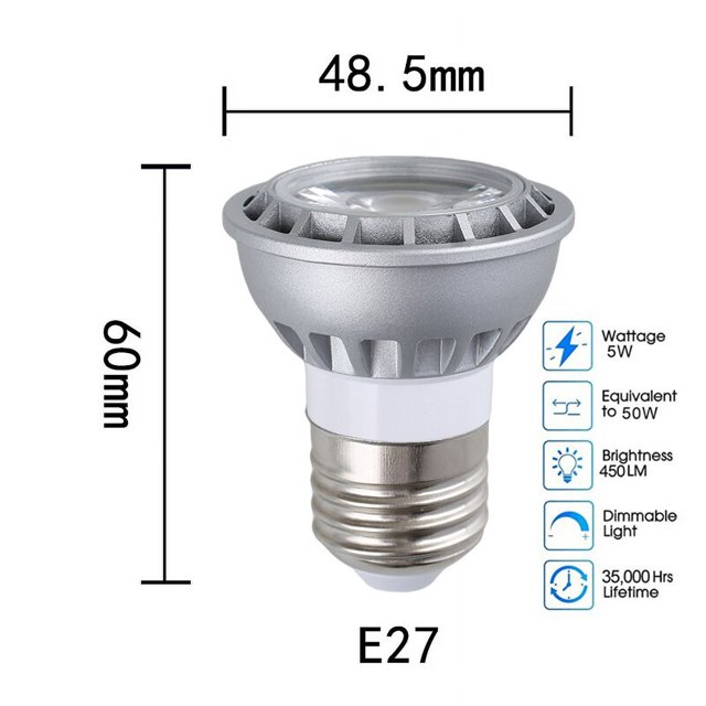 Bombillas de luz LED RGB, foco de CC de 12V/24V, MR16, E27, E14, GU10, 5 vatios (equivalente a 30 vatios), ángulo de haz estrecho de 36 grados por