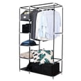 thumbnail image 3 of 64" Portable Closet Storage Organizer Wardrobe Clothes Rack with Shelves Black RT, 3 of 6